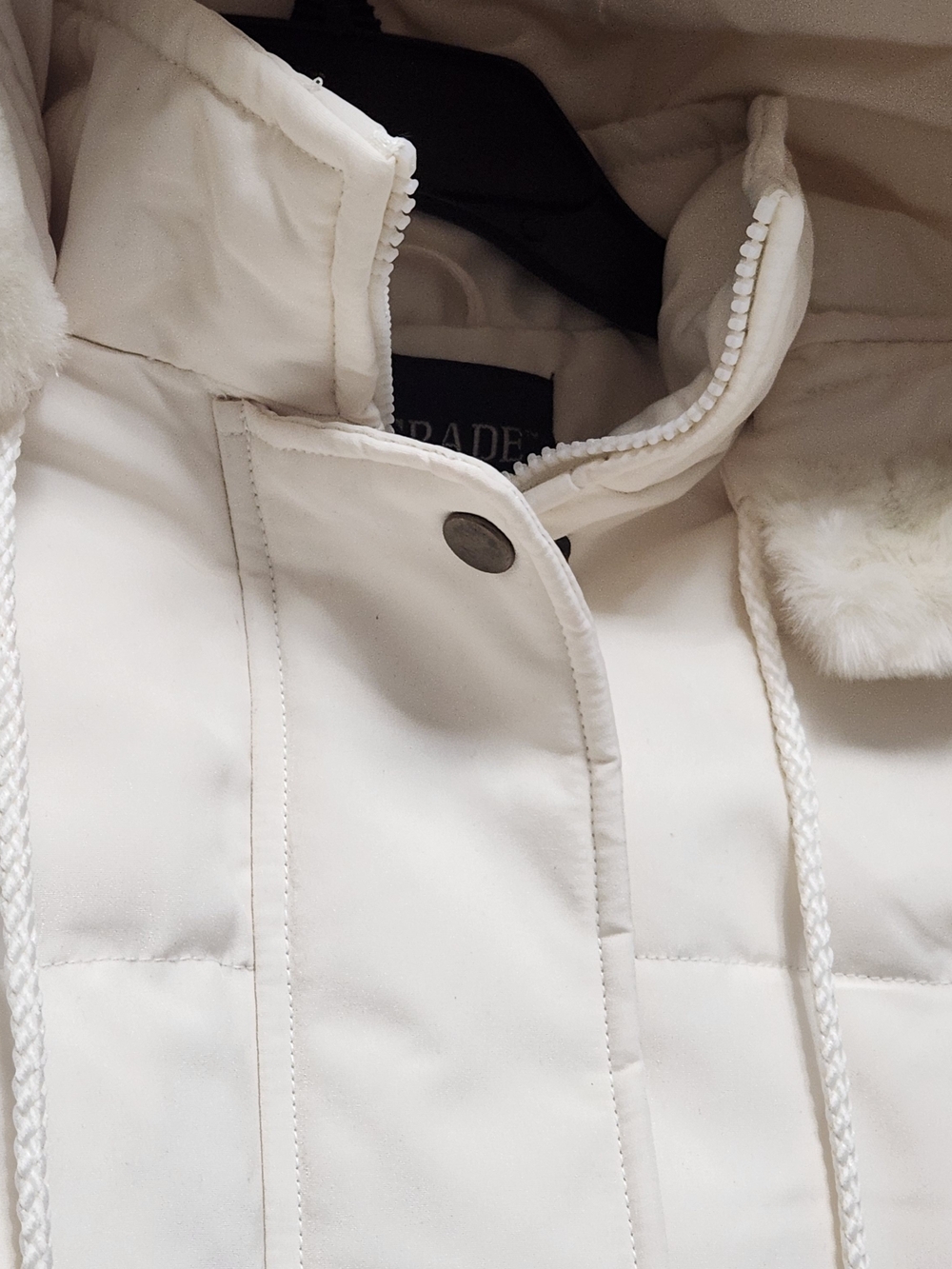 💐NEW Centigrade Goose Down Jacket Womens M Cream Faux Fur Longline Y2K Winter - Picture 6 of 16